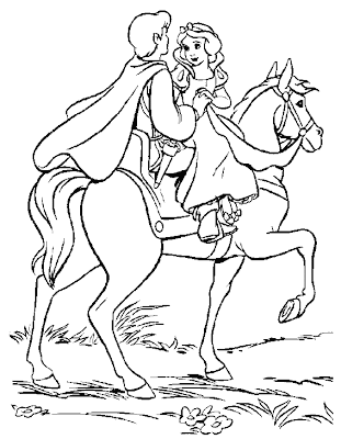 Caballo llevando a Blancanieves y su príncipe para colorear Caballo llevando a Blancanieves y su príncipe para colorear