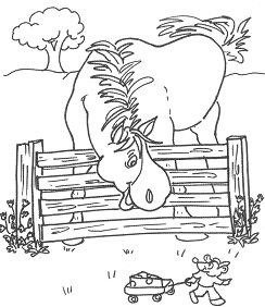 Caballo en su corral para colorear Caballo en su corral para colorear
