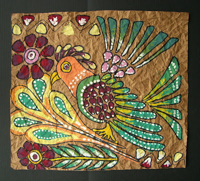 Colorful Bark Paintings made by the people of Xalitla, Mexico, 