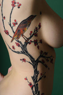Cherry Blossom Tree Tattoo and Bird Tattoo
