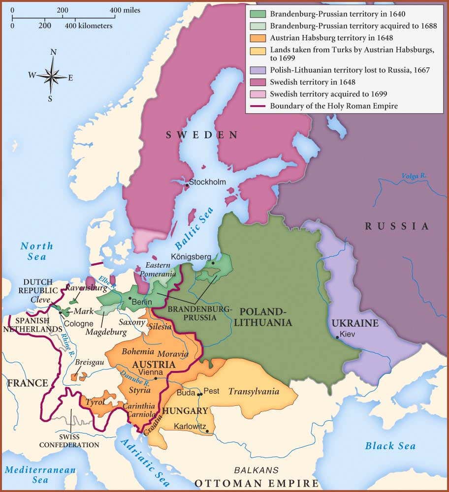 Map Of Central Northern And Eastern Europe In Second Half Of 17th