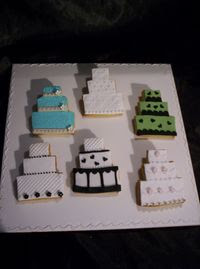 Assortment of decorated wedding cake cookies