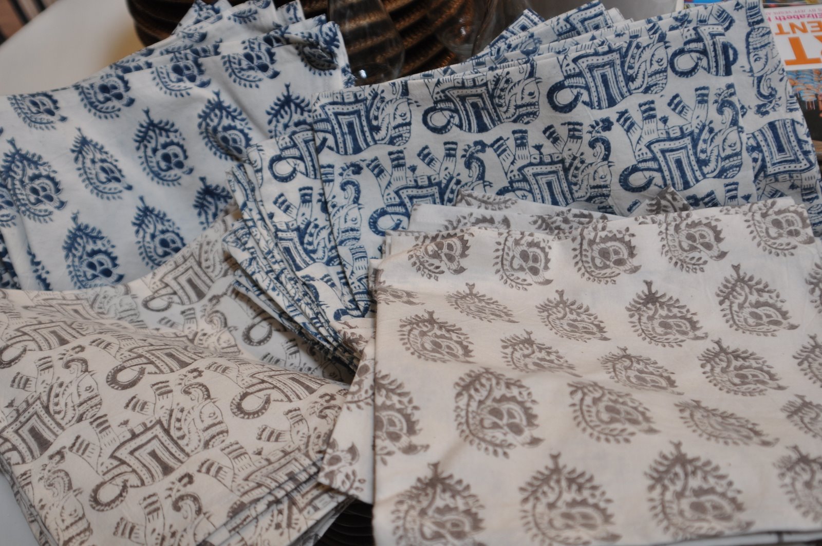 bungalow furniture & accessories Cotton Indian Block Print Napkins