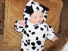 Well his dads a farmer.  So hes a cow first Halloween