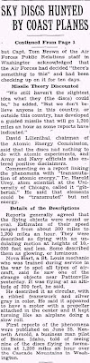 Military Planes Hunt Sky Discs (B) New York Times - 7-6-1947