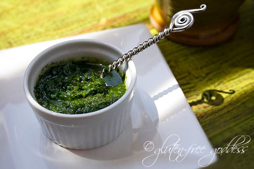 Vegan and gluten free raw pesto