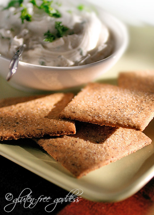 GlutenFree Hazelnut Crackers with Vegan Herbed Cream Cheese Gluten