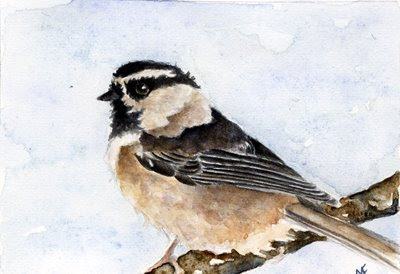 chickadee oil painting