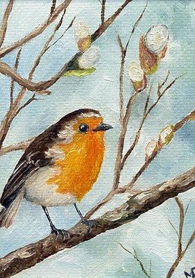 nuthatch oil painting
