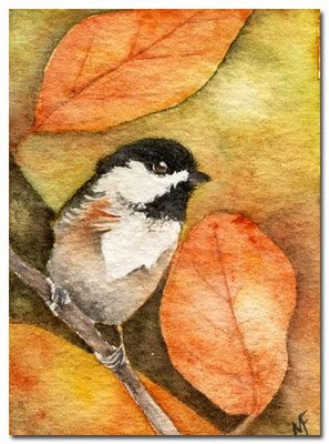chickadee watercolour painting
