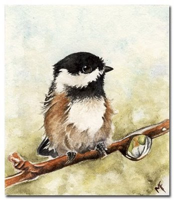 Chickadee watercolour painting