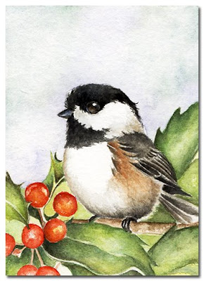 Chickadee watercolour painting