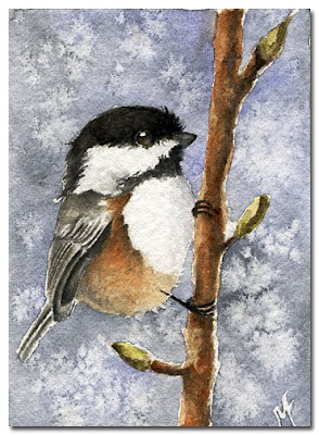 chickadee watercolour painting