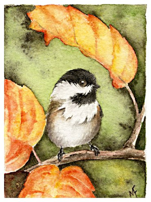 watercolour chickadee painting
