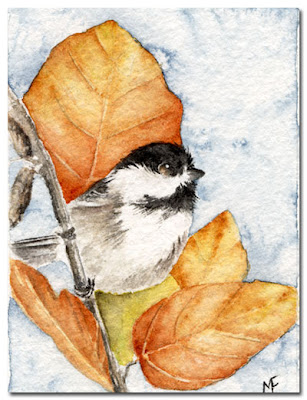 watercolour chickadee painting