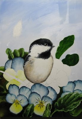 chickadee watercolour painting