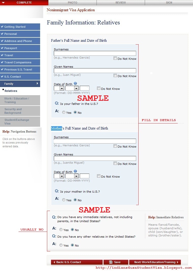 indians applying for usa student visa filling ds 160 ds160 form
