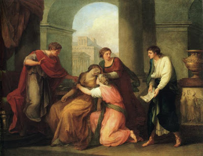 Virgil Reading the Aeneid to Augustus and Octavia - painting by A Kauffman