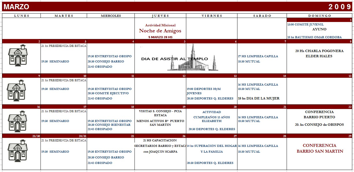 CALENDARIO MARZO 2009