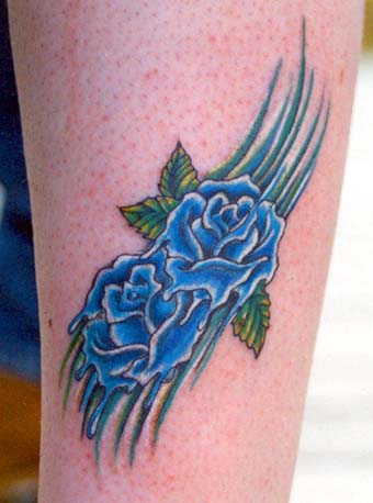 blue rose tattoo. rose flower tattoo. sun flower