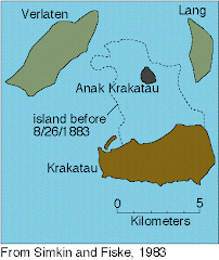 An outline of Krakatau before it erupted