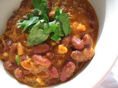 Kidney Beans in a Slowly Simmered Tomato Sauce with Shredded Paneer