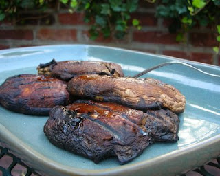 Portobello mushrooms briefly marinated then grilled