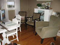 Our temporary living room, in the dining room.