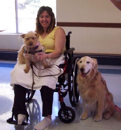 Ginger doing Pet Therapy at Rehabilatation Clinic