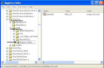New sub key created in Registry Editor under Shell named Registry Editor