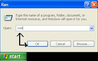 Open-DOS-Command-Prompt-Window-from-Run-dialog-box using the command cmd or command