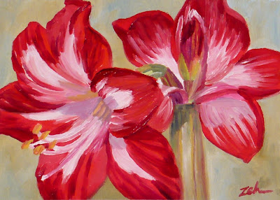 Amaryllis on Art Watercolor And Oil Paintings  Red Amaryllis Flower Oil Painting