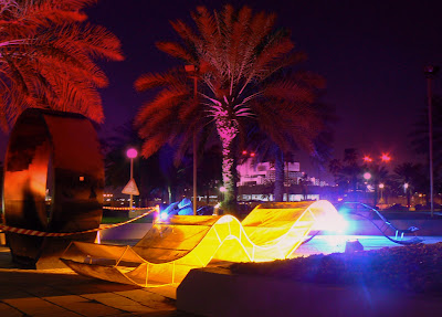 Lighting at the Ashgal exhibition on the Corniche