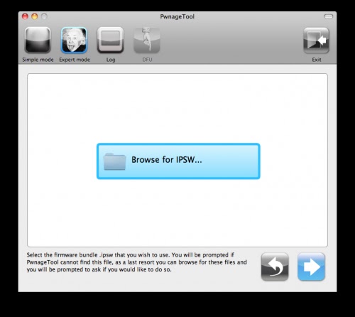 Browse for iOS 4.1 IPSW file