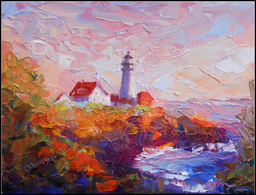 Paint Dance "Portland Head Light", 12x9, oil on canvas, paintings of