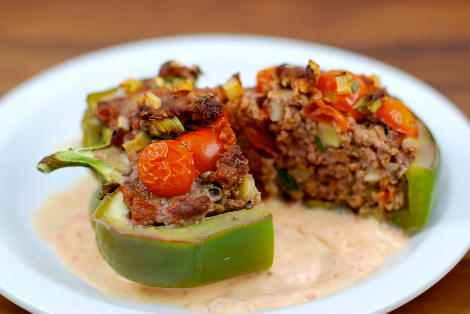 The Enchanted Cook Stuffed Bell Peppers with Chile Cream Sauce