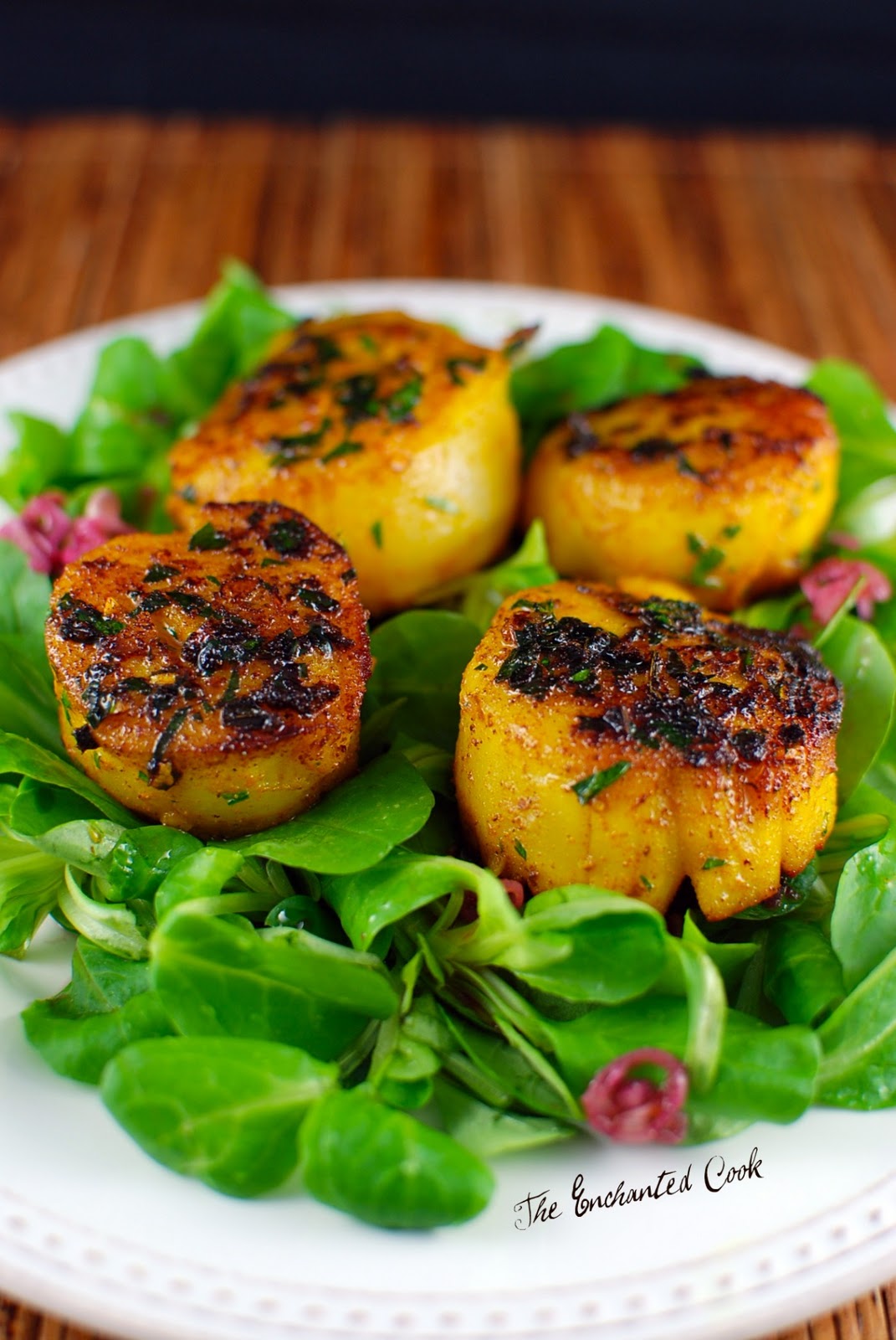 The Enchanted Cook Turmeric and Garlic Rubbed Scallops