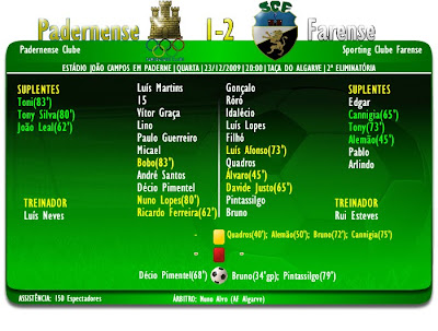 Taça do Algarve 2ª Eliminatória Padernense 1-2 Farense