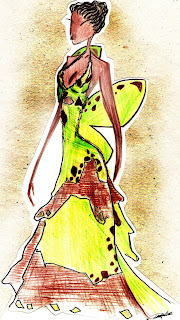 sketch croquis inspired in butterfly green