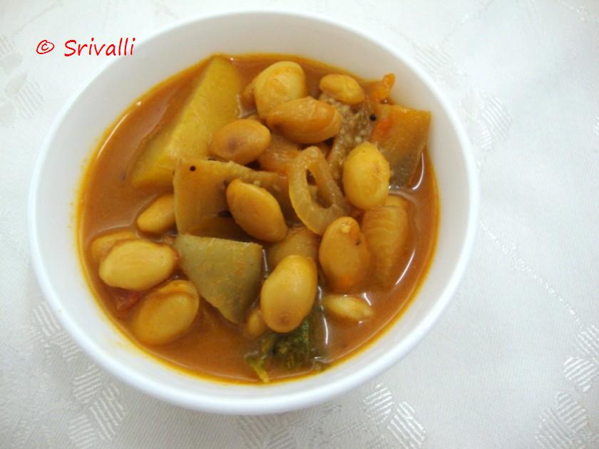 Hyacinth Bean, Brinjal Mango Curry Anumulu Vankaya Mamidikaya pulusu