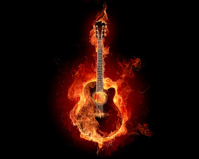 black guitar fire effect