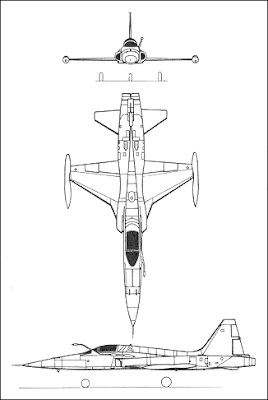 Planos del F-5, en el que se ha aplicado la regla del área
