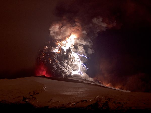 iceland volcano eyjafjallajokull eruption. The volcano near