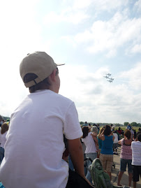 David on Brad's Shoulders watching the Thunderbirds