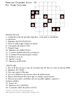 Palavras Cruzadas infantis para imprimir