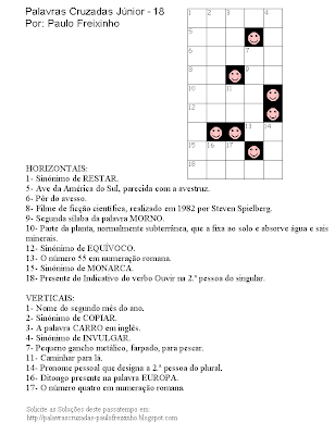 Palavras Cruzadas infantis para imprimir