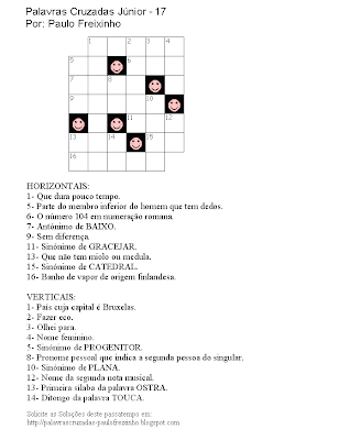 Palavras Cruzadas infantis para imprimir