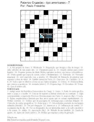 Palavras Cruzadas - imprimir