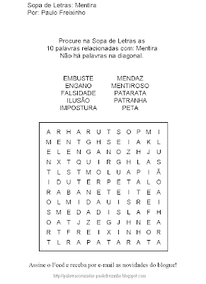 Sopa de Letras para imprimir: Mentira