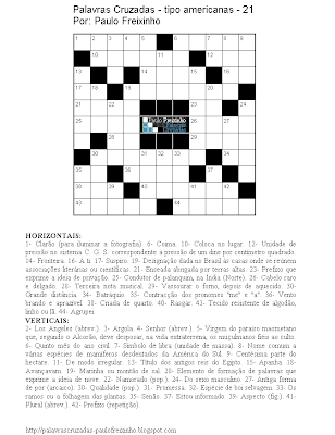 Palavras Cruzadas para imprimir